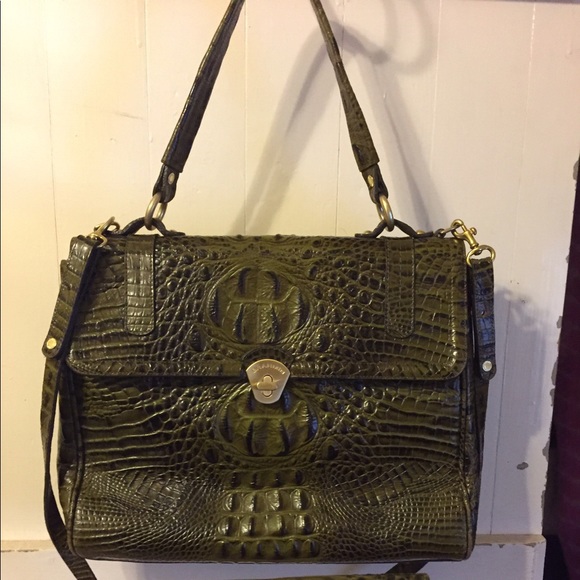Handbags - Brahmin Olive bag with matching Checkbook wallet